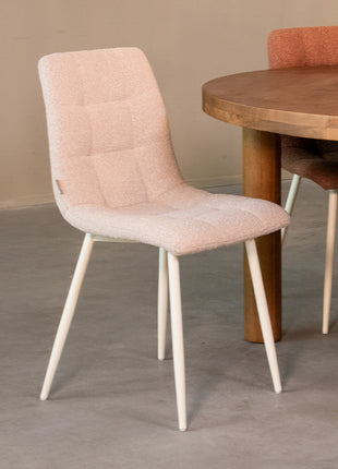 LABEL51 Eetkamerstoel Nino - Wit - Boucle
