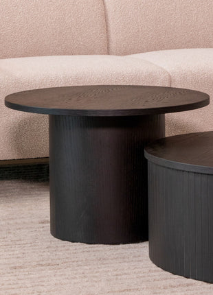LABEL51 Salontafel Oliva - Zwart - Eiken - 60 cm - Rond
