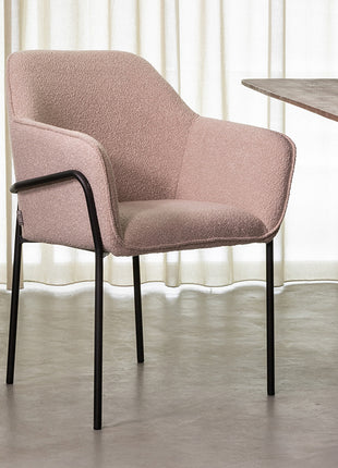 LABEL51 Eetkamerstoel Dexter - Naturel - Boucle - Zwart Metalen Frame