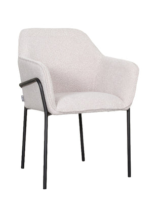 LABEL51 Eetkamerstoel Dexter - Naturel - Boucle - Zwart Metalen Frame
