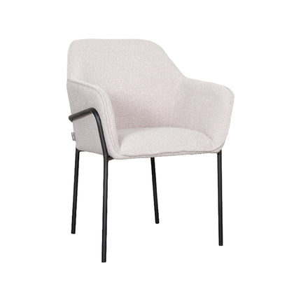 LABEL51 Eetkamerstoel Dexter - Naturel - Boucle - Zwart Metalen Frame