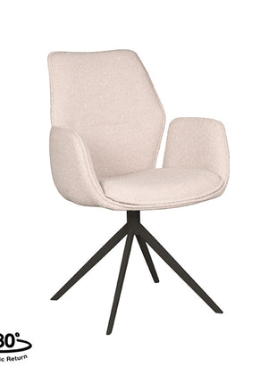 LABEL51 Eetkamerstoel Mellow - Naturel - Boucle - Zwart Onderstel