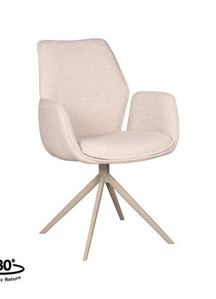 LABEL51 Eetkamerstoel Mellow - Naturel - Boucle - Taupe Onderstel