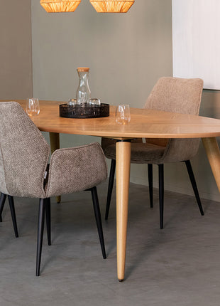 LABEL51 Eetkamertafel Ines - Naturel - Eiken - 210 cm - Ovaal