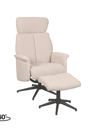 LABEL51 Fauteuil Verdal - Naturel - Boucle - Incl. Hocker