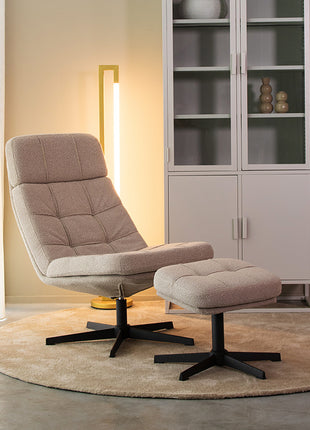 LABEL51 Fauteuil Alvar - Naturel - Boucle - Incl. Hocker