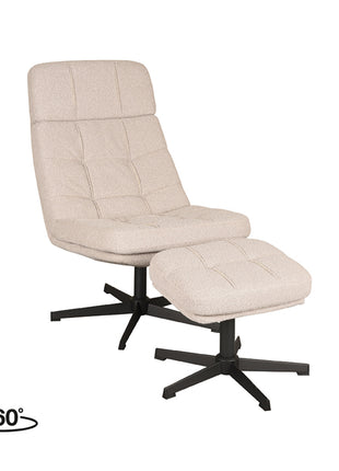 LABEL51 Fauteuil Alvar - Naturel - Boucle - Incl. Hocker
