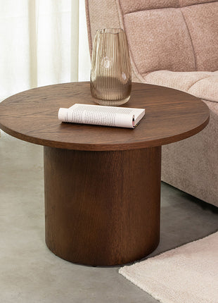 LABEL51 Salontafel Oliva - Walnoot - Eiken - 60 cm - Rond