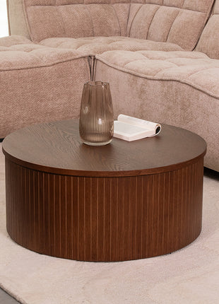 LABEL51 Salontafel Oliva - Walnoot - Eiken - 70 cm - Rond