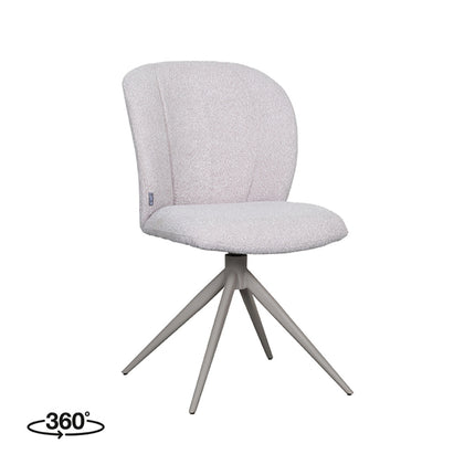 LABEL51 Eetkamerstoel Kimo - Naturel - Boucle - Taupe Onderstel
