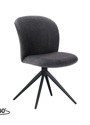LABEL51 Eetkamerstoel Kimo - Antraciet - Velvet - Zwart Metalen Frame