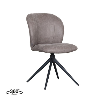 LABEL51 Eetkamerstoel Kimo - Taupe - Micro Suede - Zwart Onderstel
