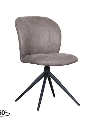 LABEL51 Eetkamerstoel Kimo - Taupe - Micro Suede - Zwart Onderstel