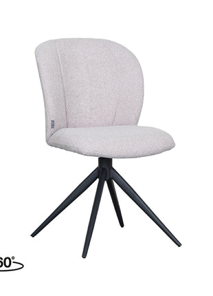 LABEL51 Eetkamerstoel Kimo - Naturel - Boucle - Zwart Onderstel