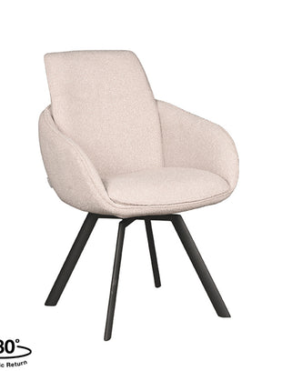 LABEL51 Eetkamerstoel Beauty - Naturel - Boucle - Zwart Metalen Frame