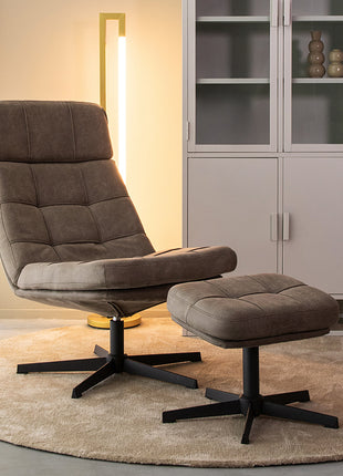 LABEL51 Fauteuil Alvar - Taupe - Boucle - Incl. Hocker