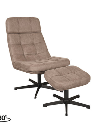 LABEL51 Fauteuil Alvar - Taupe - Boucle - Incl. Hocker