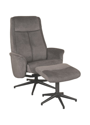 LABEL51 Fauteuil Bergen - Antraciet - Cosmo - Incl. Hocker