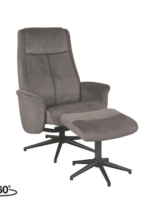 LABEL51 Fauteuil Bergen - Antraciet - Cosmo - Incl. Hocker