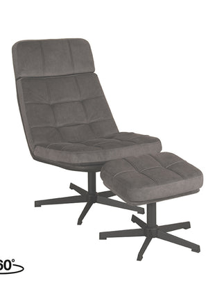 LABEL51 Fauteuil Alvar - Antraciet - Cosmo - Incl. Hocker
