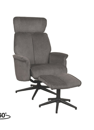 LABEL51 Fauteuil Verdal - Antraciet - Cosmo - Incl. Hocker