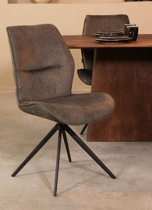 LABEL51 Eetkamerstoel Comfy - Antraciet - Cosmo - Zwart Metalen Frame