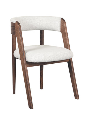LABEL51 Eetkamerstoel Sasha - Ecru - Boucle - Walnoot Houten Frame