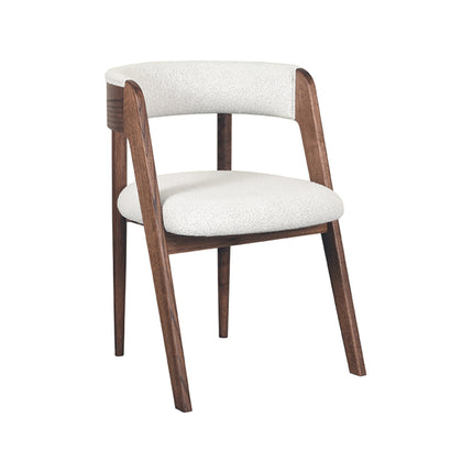 LABEL51 Eetkamerstoel Sasha - Ecru - Boucle - Walnoot Houten Frame