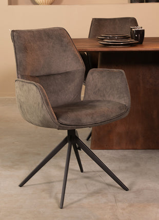 LABEL51 Eetkamerstoel Mellow - Antraciet - Cosmo - Zwart Metalen Frame