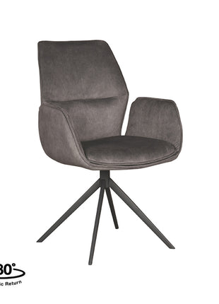 LABEL51 Eetkamerstoel Mellow - Antraciet - Cosmo - Zwart Metalen Frame