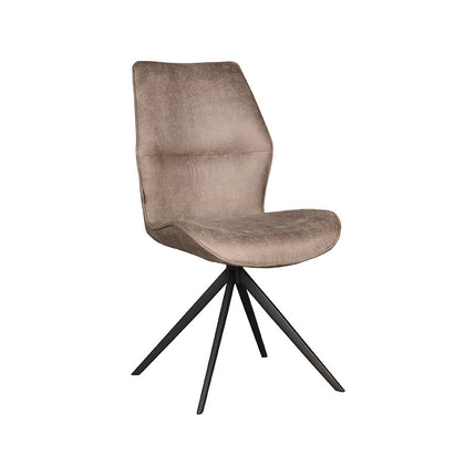 LABEL51 Eetkamerstoel Comfy - Taupe - Kunstleder - Zwart Metalen Frame