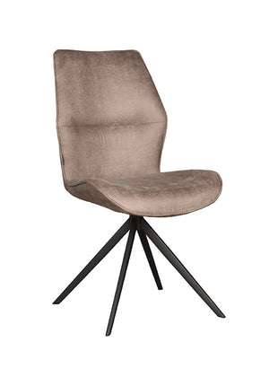 LABEL51 Eetkamerstoel Comfy - Taupe - Kunstleder - Zwart Metalen Frame