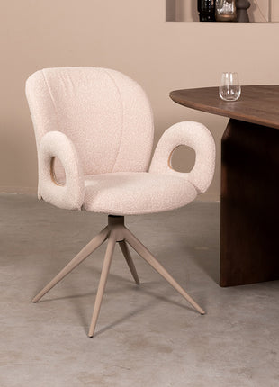 LABEL51 Eetkamerstoel Neo - Naturel - Boucle - Taupe Onderstel
