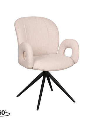 LABEL51 Eetkamerstoel Neo - Naturel - Boucle - Zwart Onderstel