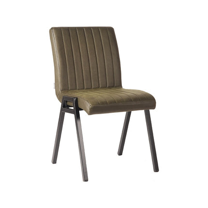 LABEL51 Eetkamerstoel Matz - Army - Microvezel - Zwart Metalen Frame