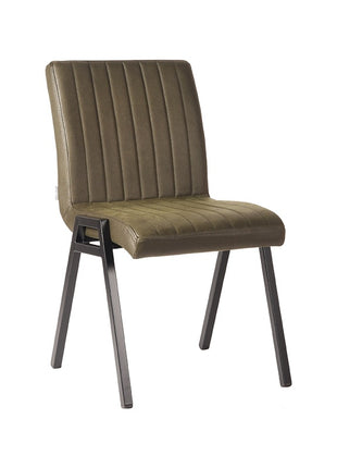 LABEL51 Eetkamerstoel Matz - Army - Microvezel - Zwart Metalen Frame