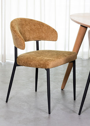 LABEL51 Eetkamerstoel Bliss - Mustard - Chenille - Zwart Metalen Frame