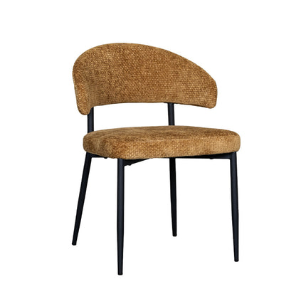 LABEL51 Eetkamerstoel Bliss - Mustard - Chenille - Zwart Metalen Frame