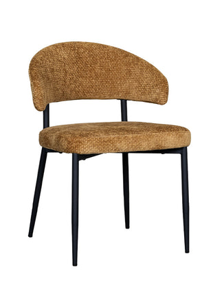 LABEL51 Eetkamerstoel Bliss - Mustard - Chenille - Zwart Metalen Frame
