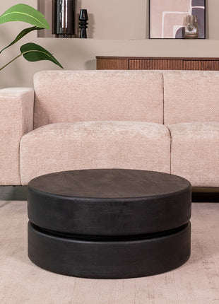 LABEL51 Salontafel Milly - Zwart - Mangohout - 70 cm - Rond