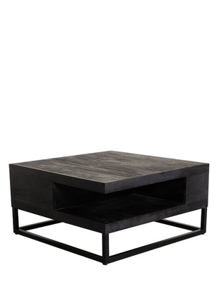 LABEL51 Salontafel Cube - Zwart - Mangohout - 80 cm