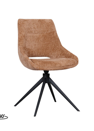 LABEL51 Eetkamerstoel Marlow - Cognac - Chenille - Zwart Metalen Frame