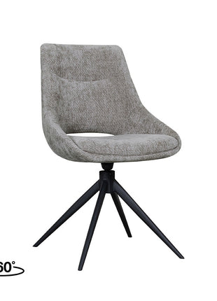 LABEL51 Eetkamerstoel Marlow - Stone - Chenille - Zwart Metalen Frame