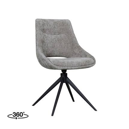 LABEL51 Eetkamerstoel Marlow - Stone - Chenille - Zwart Metalen Frame