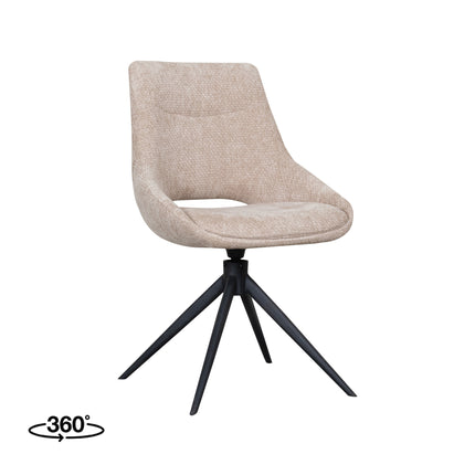 LABEL51 Eetkamerstoel Marlow - Clay - Chenille - Zwart Metalen Frame