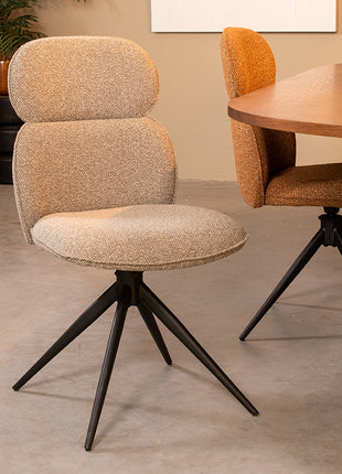 LABEL51 Eetkamerstoel Finn - Mushroom - Royal Boucle - Zwart Metalen Frame