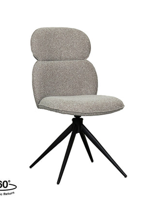 LABEL51 Eetkamerstoel Finn - Mushroom - Royal Boucle - Zwart Metalen Frame