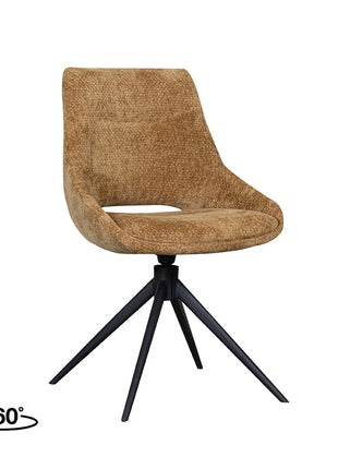 LABEL51 Eetkamerstoel Marlow - Mustard - Chenille - Zwart Metalen Frame