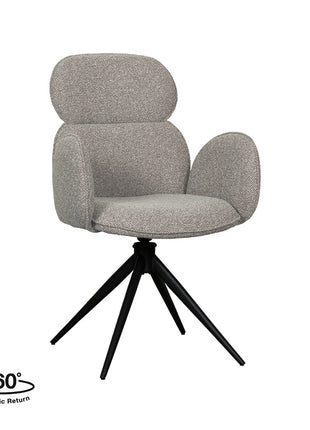 LABEL51 Eetkamerstoel Vidar - Mushroom - Royal Boucle - Zwart Metalen Frame