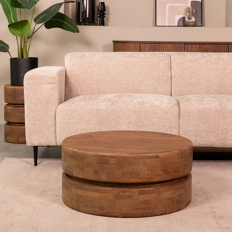 LABEL51 Salontafel Milly - Nature Smooth - Mangohout - 70 cm - Rond